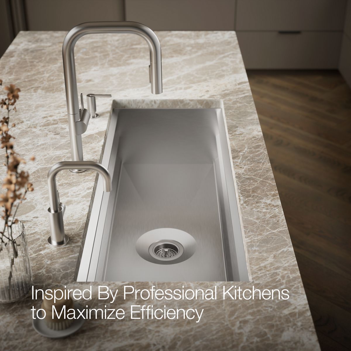 KOHLER K-23652 Prolific 44" undermount single-bowl workstation kitchen sink