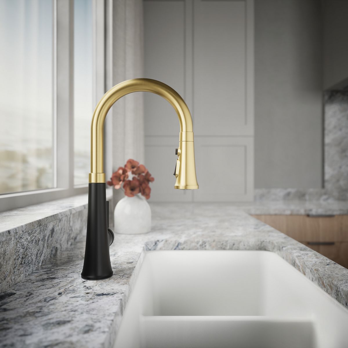 KOHLER K-23764 Tone Pull-down kitchen sink faucet with three-function sprayhead