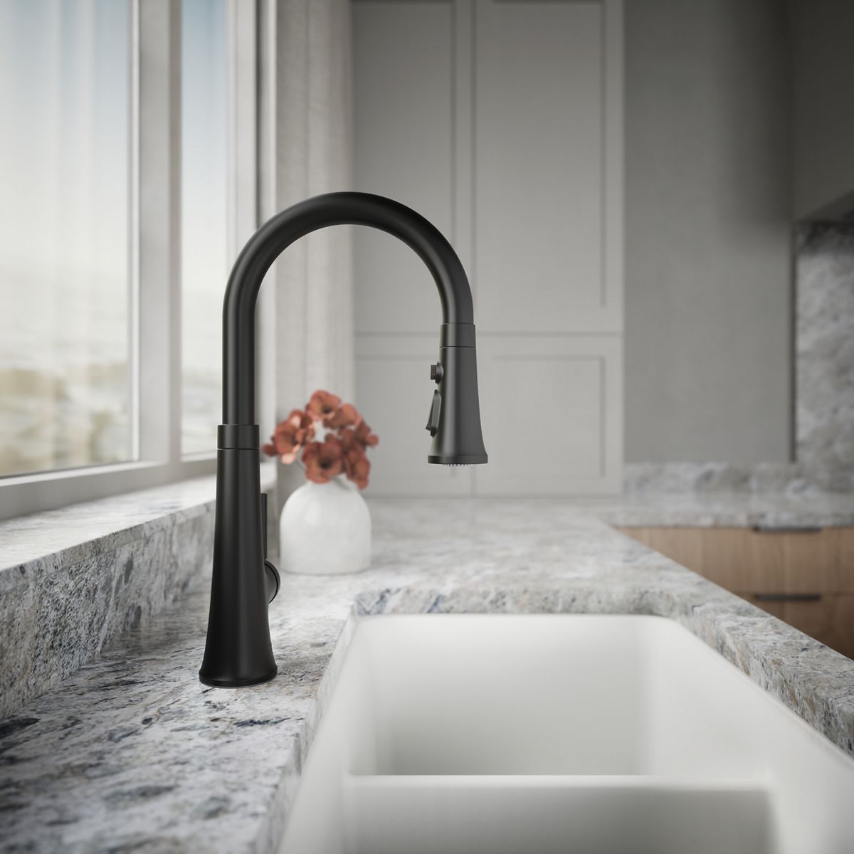 KOHLER K-23764 Tone Pull-down kitchen sink faucet with three-function sprayhead