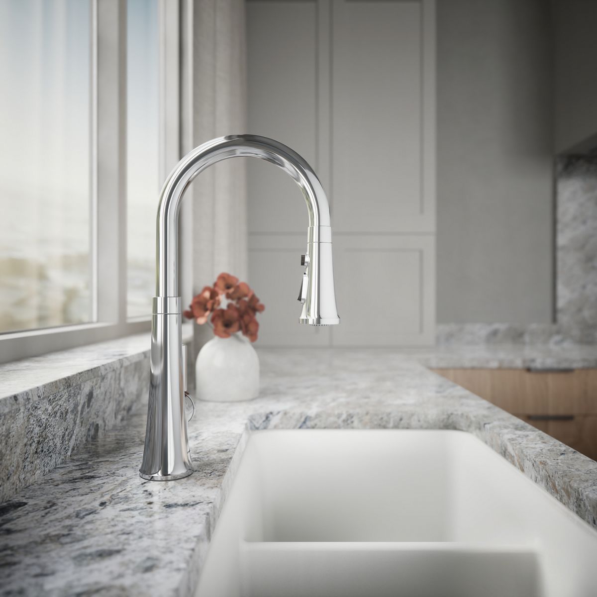 KOHLER K-23764 Tone Pull-down kitchen sink faucet with three-function sprayhead