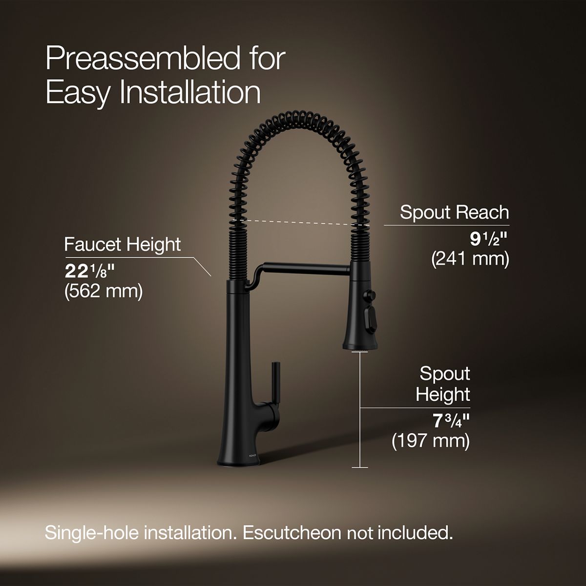 KOHLER K-23765 Tone Semi-professional pull-down kitchen sink faucet with three-function sprayhead