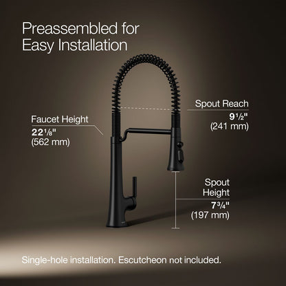 KOHLER K-23765 Tone Semi-professional pull-down kitchen sink faucet with three-function sprayhead
