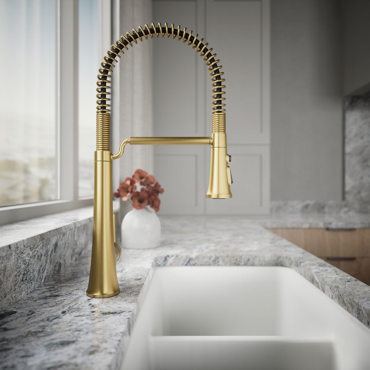 KOHLER K-23765 Tone Semi-professional pull-down kitchen sink faucet with three-function sprayhead