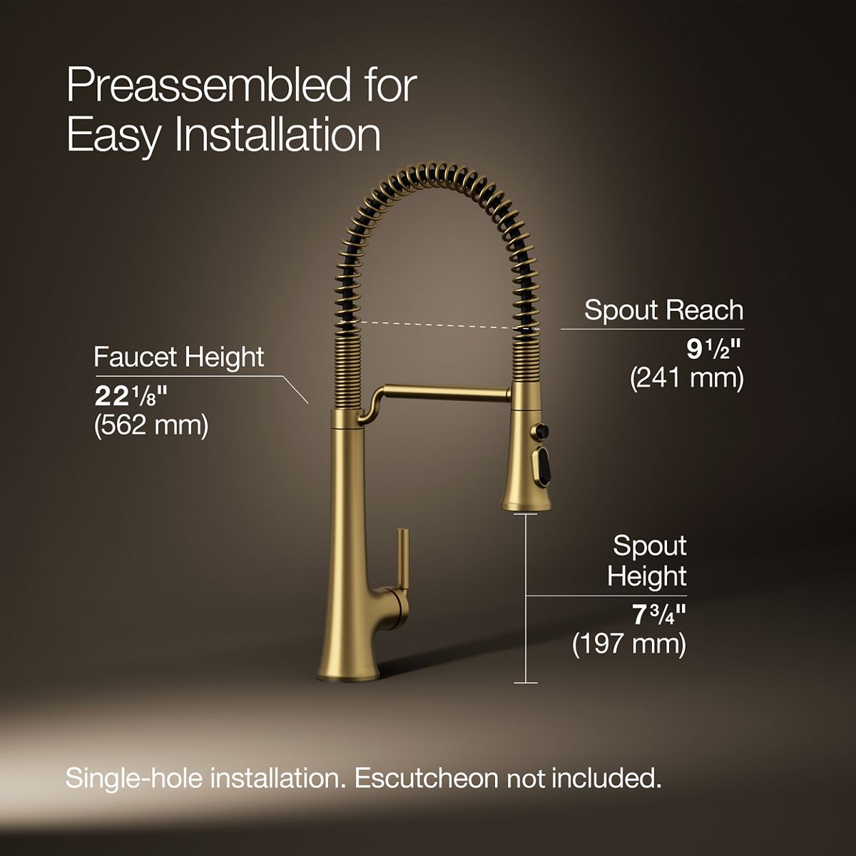 KOHLER K-23765 Tone Semi-professional pull-down kitchen sink faucet with three-function sprayhead