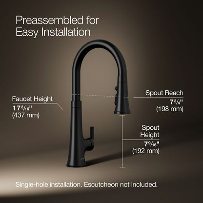 KOHLER K-23766 Tone Touchless pull-down kitchen sink faucet with three-function sprayhead