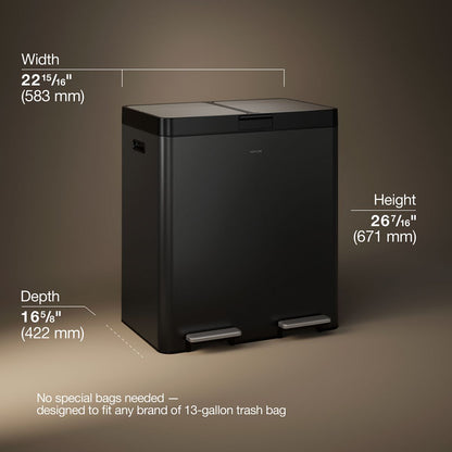 KOHLER K-23828 82-liter stainless steel dual-bin step trash can