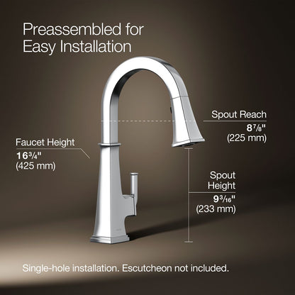 KOHLER K-23830 Riff Pull-down kitchen sink faucet with three-function sprayhead
