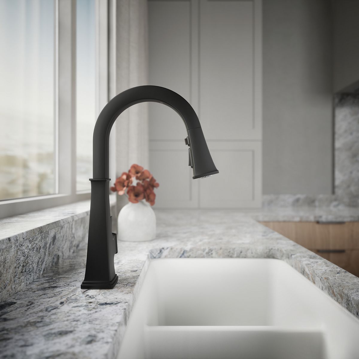 KOHLER K-23832 Riff Touchless pull-down kitchen sink faucet with three-function sprayhead