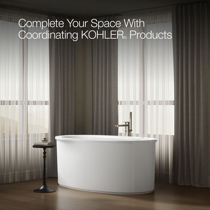 KOHLER K-24001-W1 Sunstruck 60" x 34" freestanding bath with Bask heated surface and straight shroud