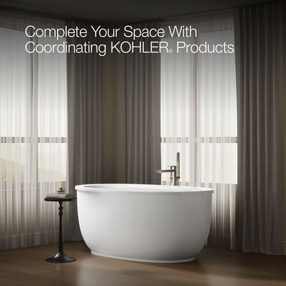 KOHLER K-24002-W1 Sunstruck 60" x 34" freestanding bath with Bask heated surface and fluted shroud