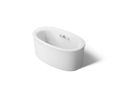 KOHLER K-24008-GHW Sunstruck 60-1/2" x 34-1/2" freestanding Heated BubbleMassage air bath with Bask heated surface and straight shroud