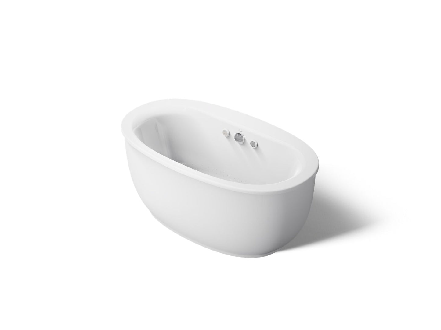 KOHLER K-24009-GHW Sunstruck 60-1/2" x 34-1/2" freestanding Heated BubbleMassage air bath with Bask heated surface and fluted shroud