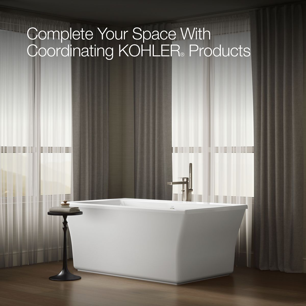 KOHLER K-24011 Stargaze 60-1/4" x 34-1/4" freestanding bath with fluted shroud