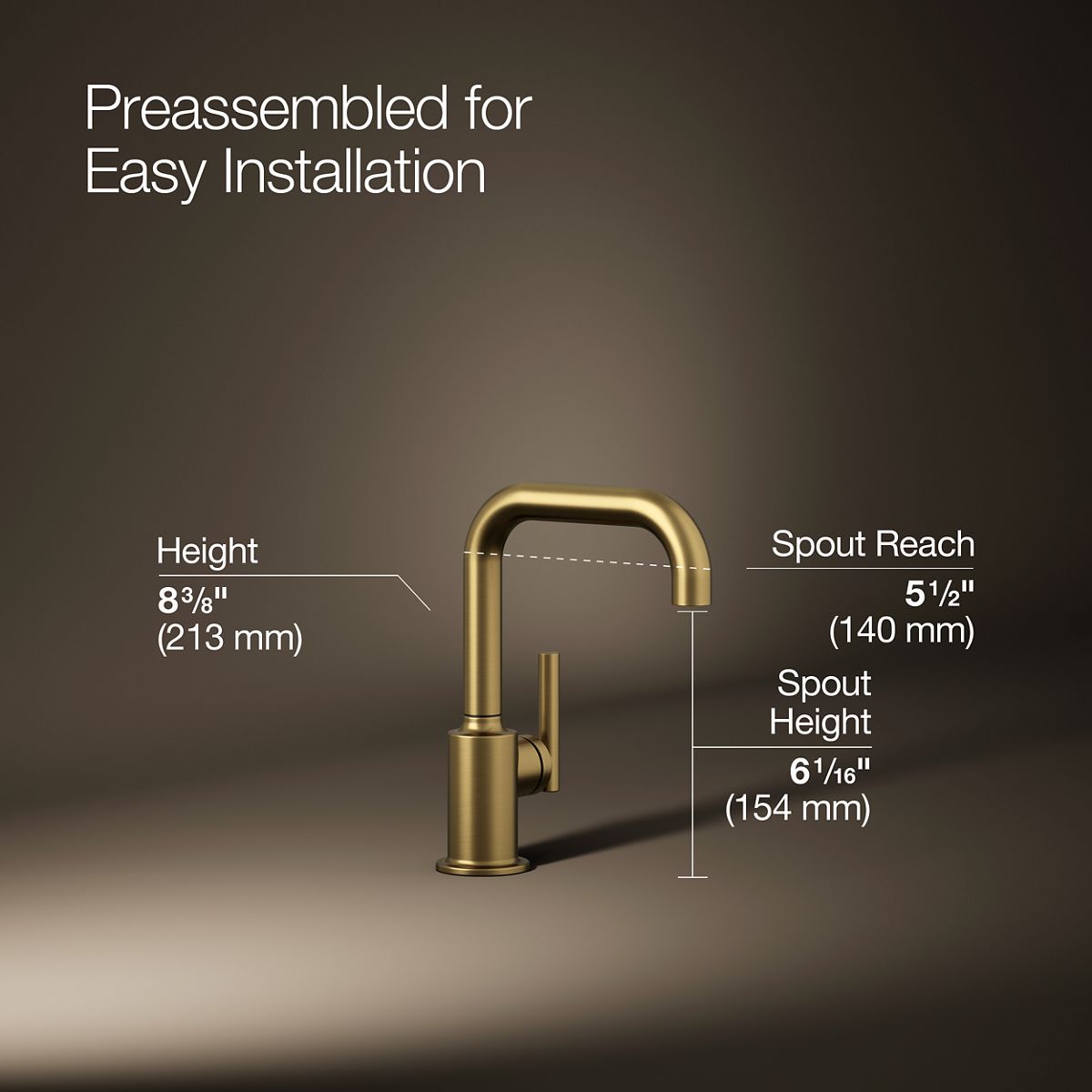 KOHLER K-24077 Purist Beverage Faucet, vibrant brushed moderne brass - view 4