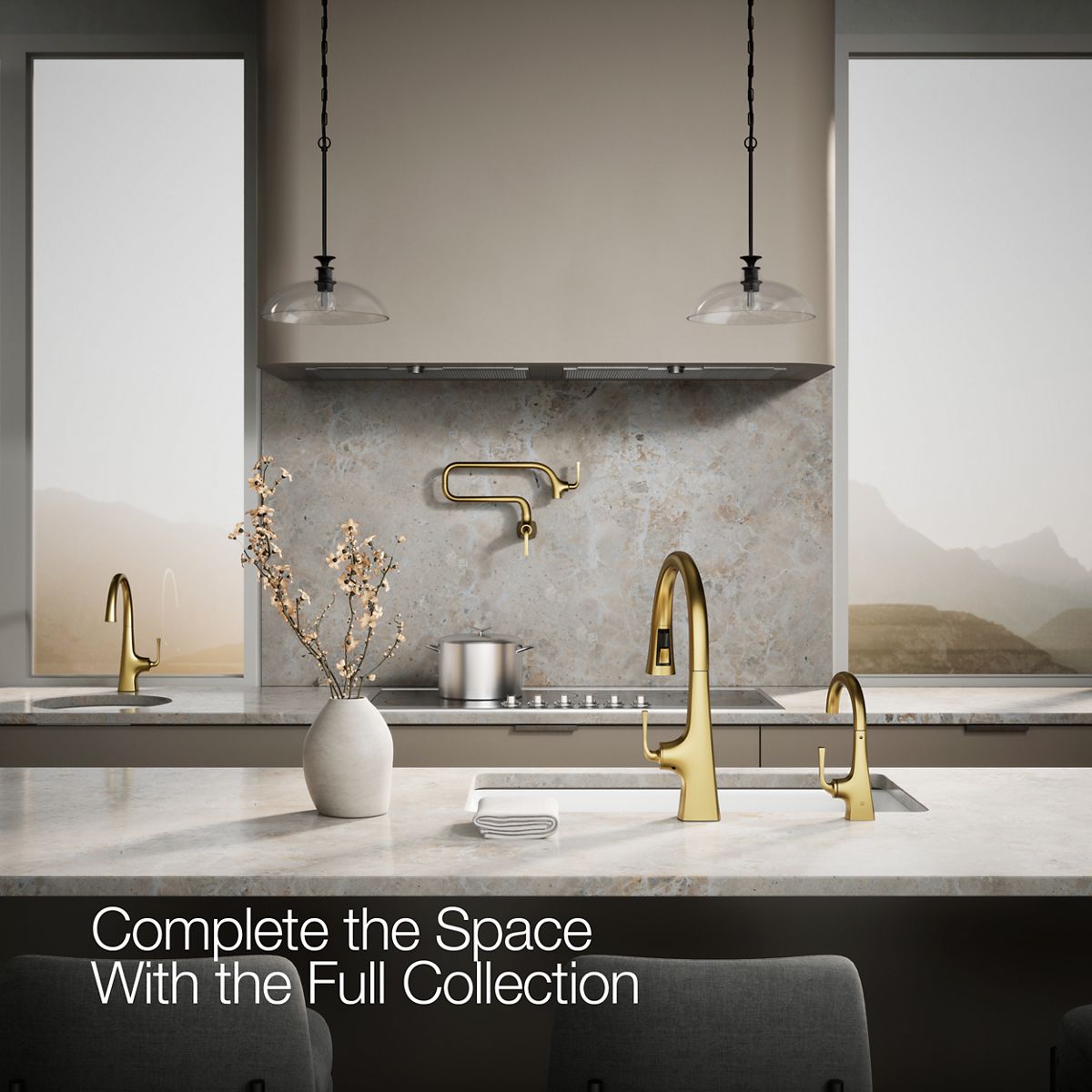 KOHLER K-24134 Graze Beverage faucet, vibrant brushed moderne brass - view 2