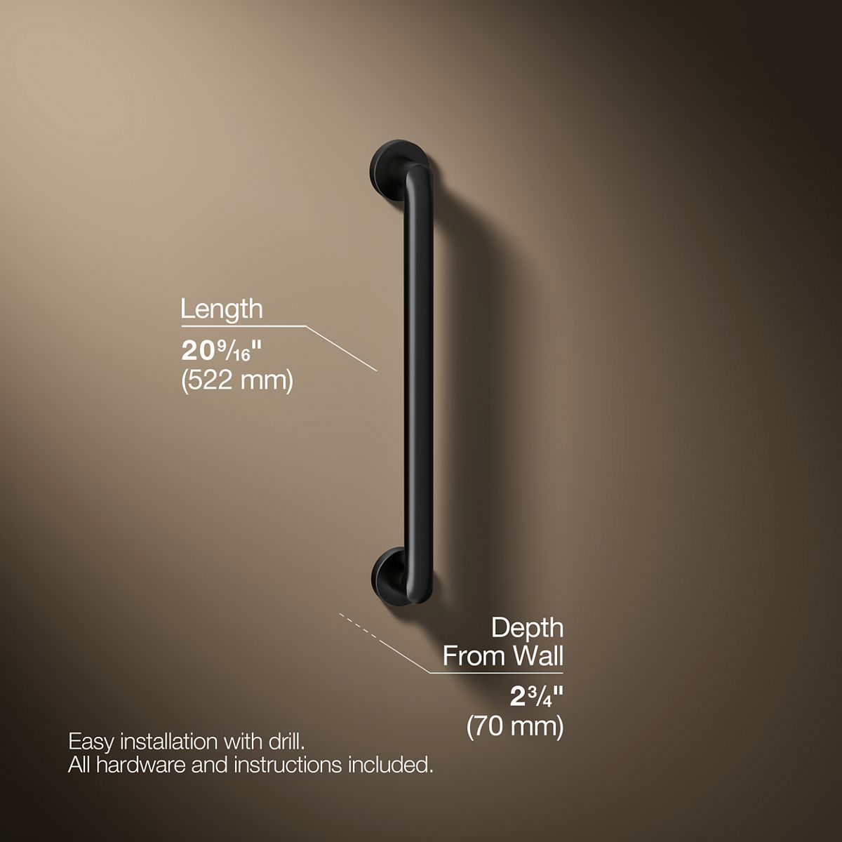 3/4 view of product with dimensions