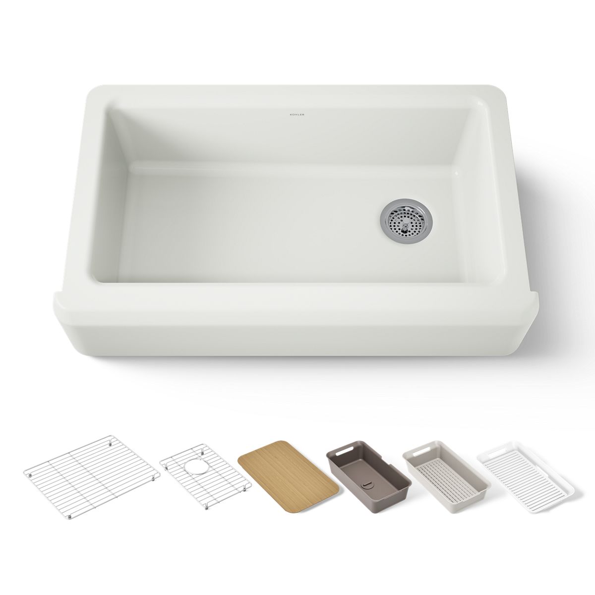 KOHLER Riverby 35-3/4" undermount single-bowl farmhouse workstation kitchen sink