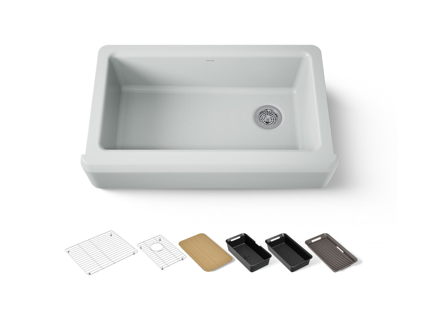 KOHLER Riverby 35-3/4" undermount single-bowl farmhouse workstation kitchen sink