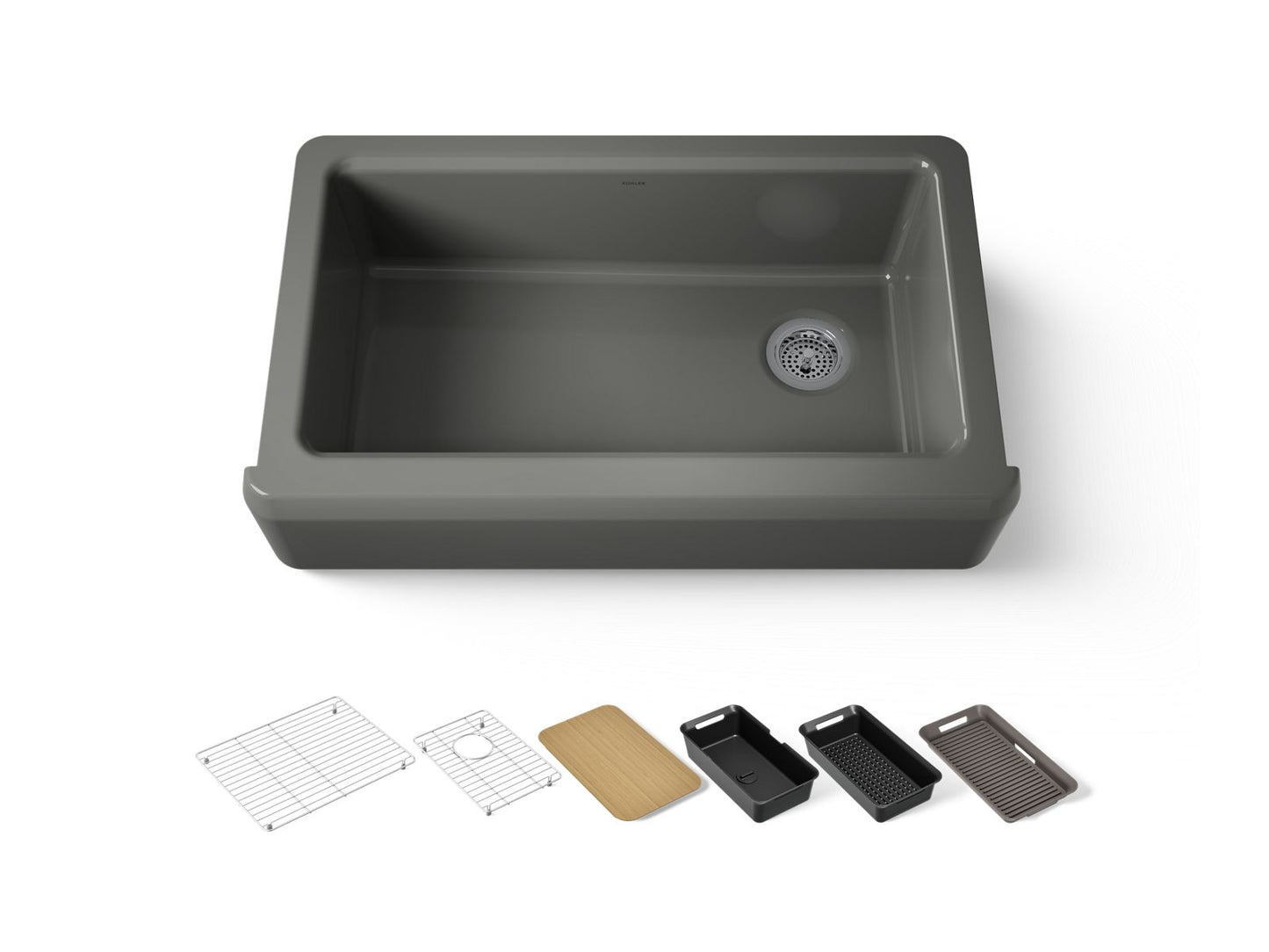 KOHLER Riverby 35-3/4" undermount single-bowl farmhouse workstation kitchen sink