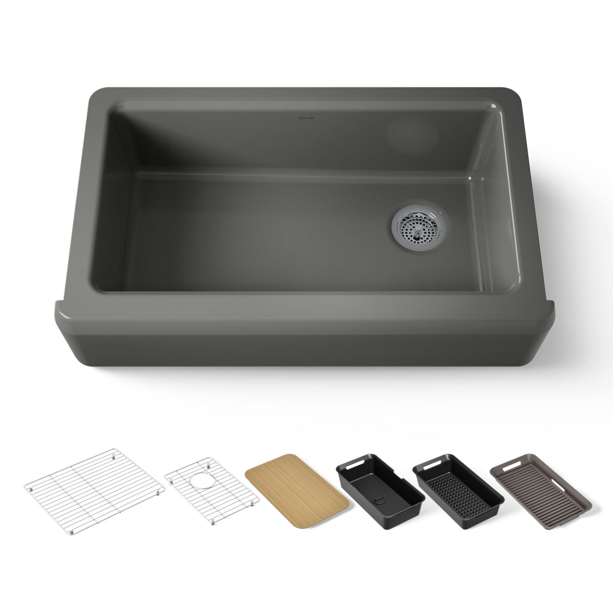 KOHLER Riverby 35-3/4" undermount single-bowl farmhouse workstation kitchen sink