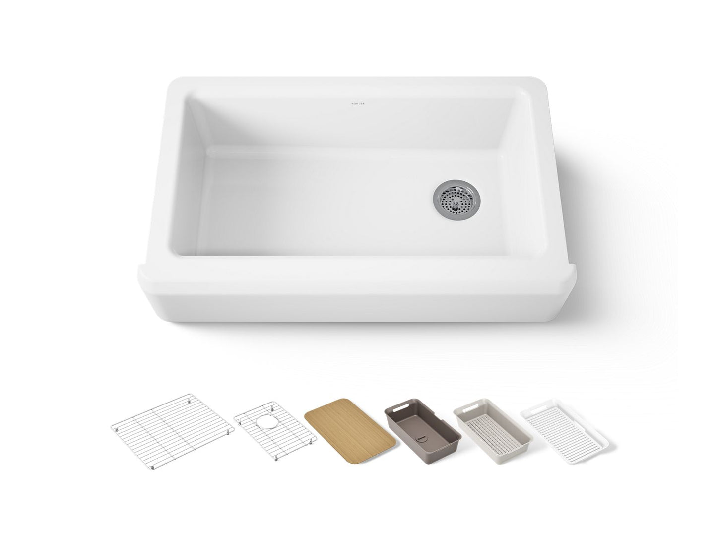 KOHLER Riverby 35-3/4" undermount single-bowl farmhouse workstation kitchen sink