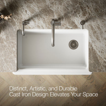 KOHLER Riverby 35-3/4" undermount single-bowl farmhouse workstation kitchen sink
