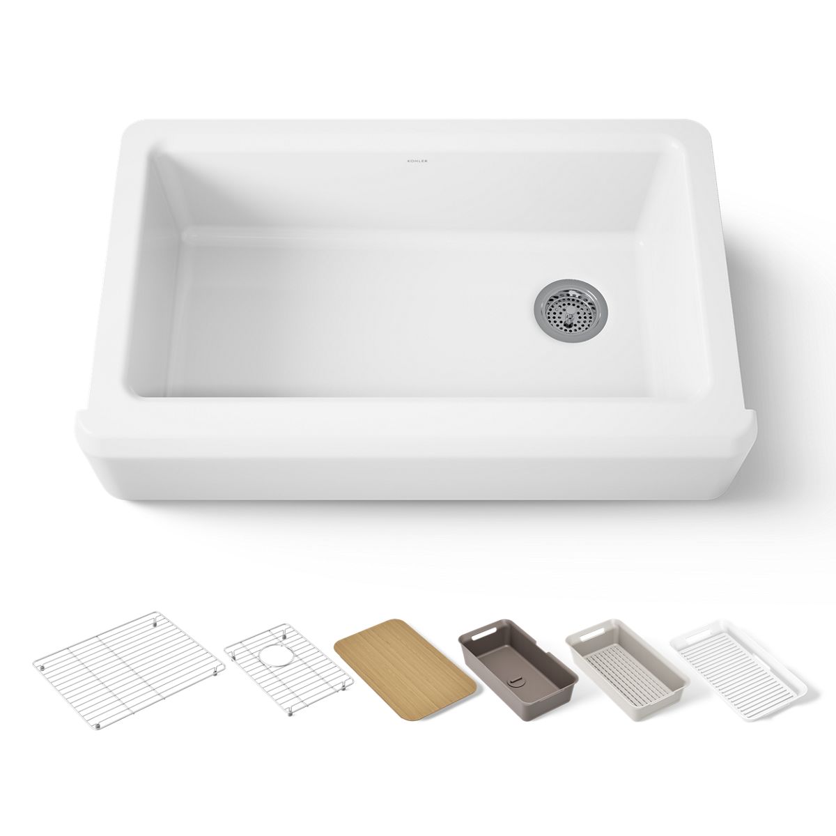 KOHLER Riverby 35-3/4" undermount single-bowl farmhouse workstation kitchen sink