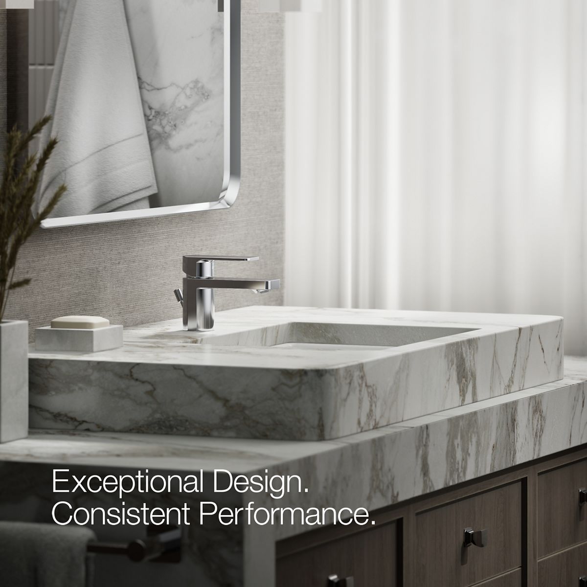 KOHLER K-24804-4 Parallel Low single-handle bathroom sink faucet, 1.2 gpm