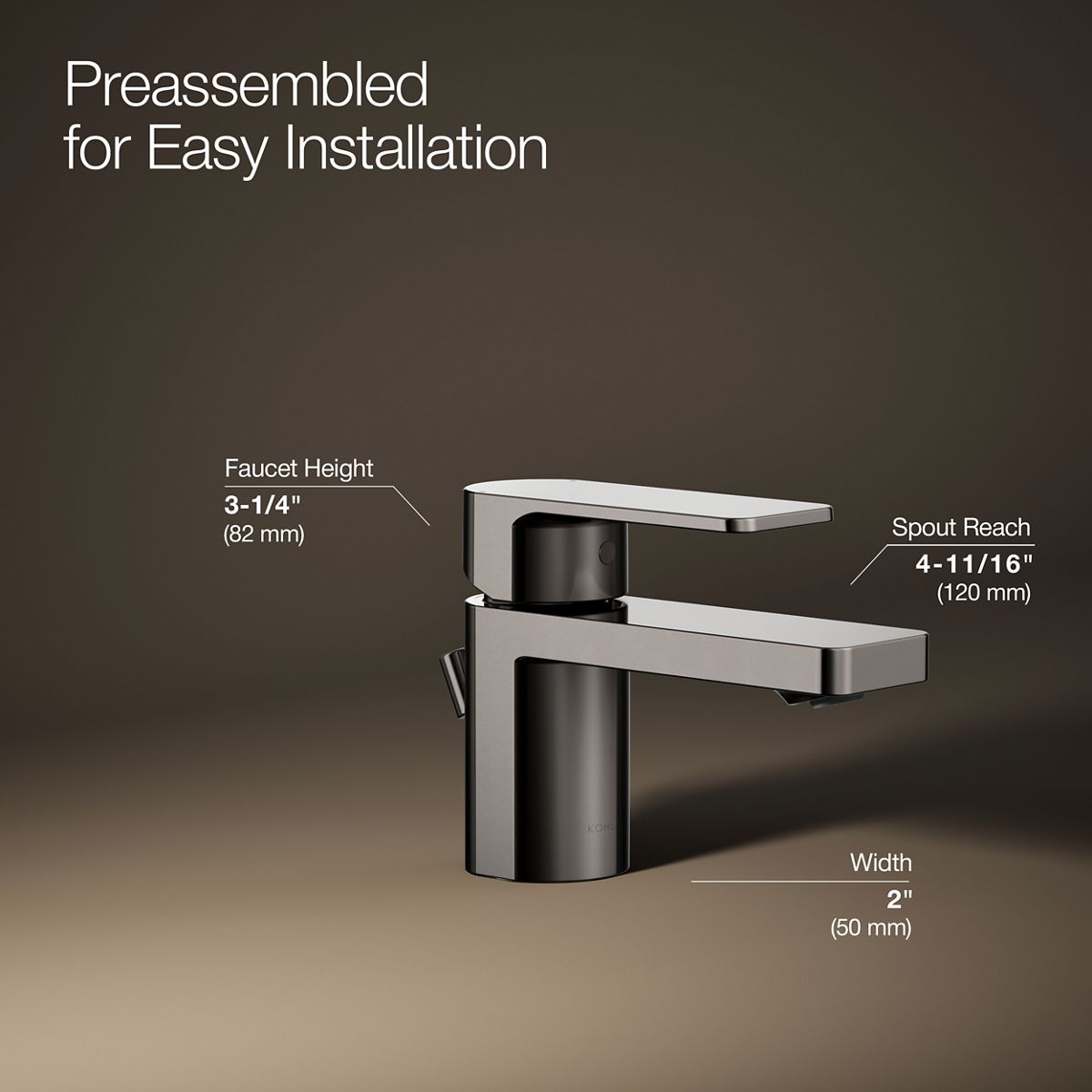 KOHLER K-24804-4 Parallel Low single-handle bathroom sink faucet, 1.2 gpm