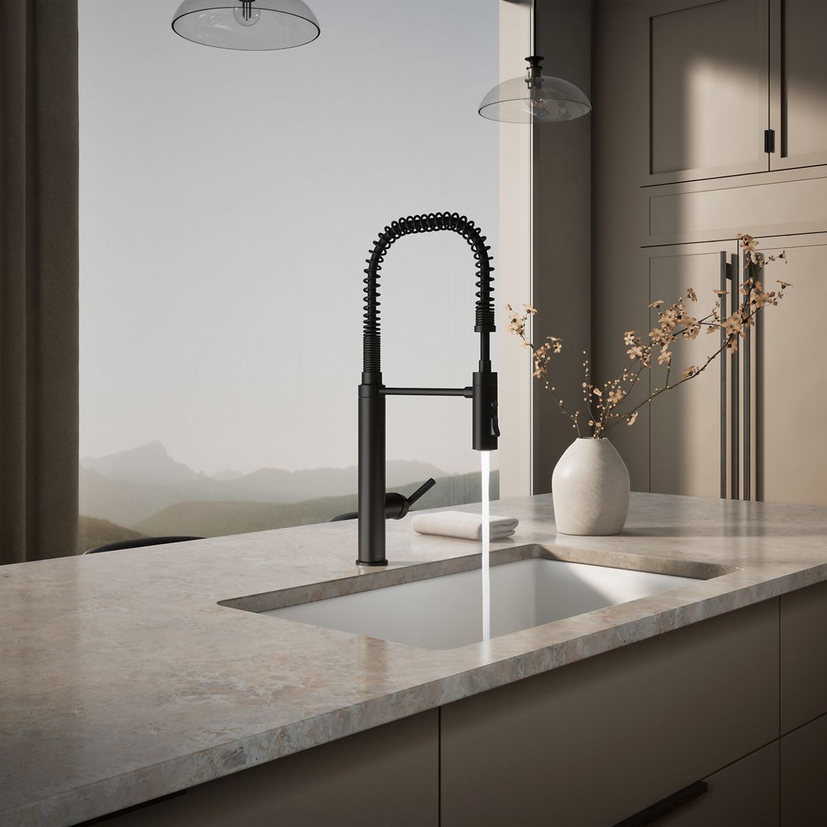 KOHLER K-24982 Purist Semi-professional kitchen sink faucet with three-function sprayhead