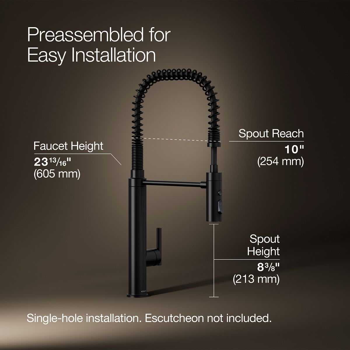 KOHLER K-24982 Purist Semi-professional kitchen sink faucet with three-function sprayhead