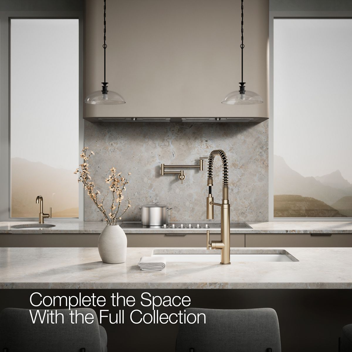 KOHLER K-24982 Purist Semi-professional kitchen sink faucet with three-function sprayhead