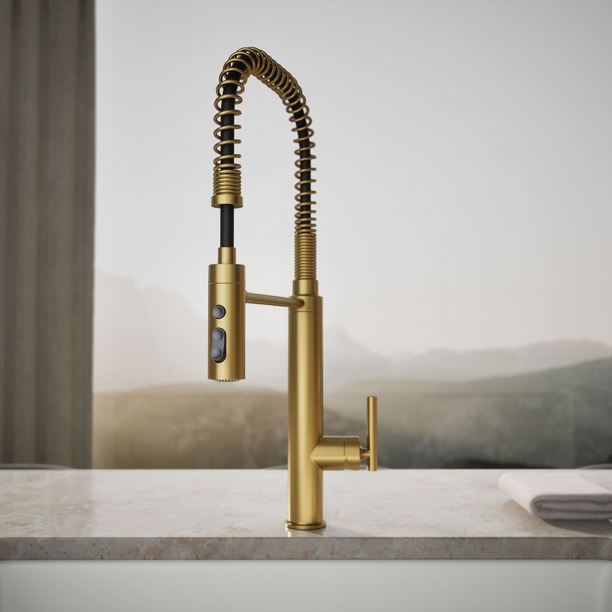 KOHLER K-24982 Purist Semi-professional kitchen sink faucet with three-function sprayhead