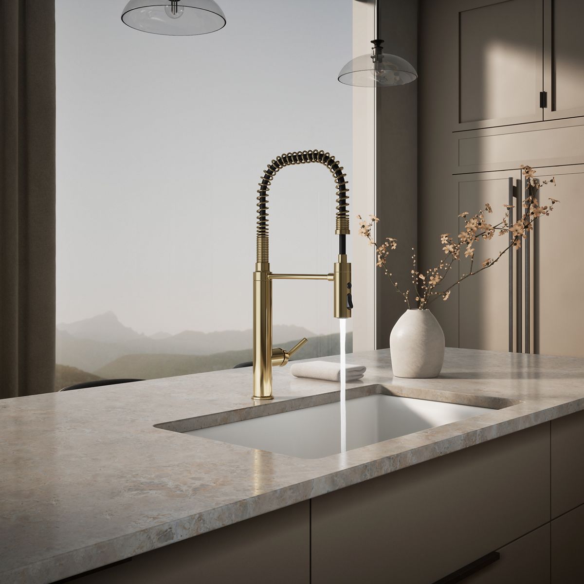 KOHLER K-24982 Purist Semi-professional kitchen sink faucet with three-function sprayhead