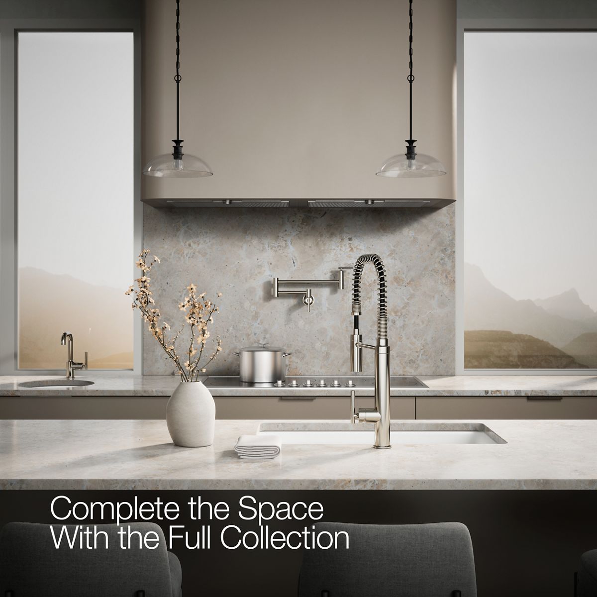 KOHLER K-24982 Purist Semi-professional kitchen sink faucet with three-function sprayhead