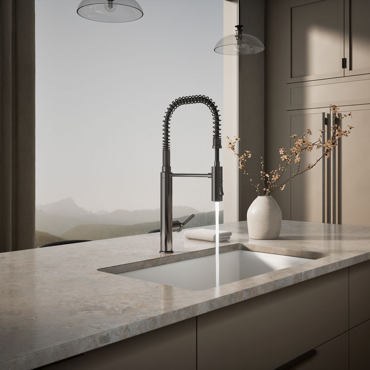 KOHLER K-24982 Purist Semi-professional kitchen sink faucet with three-function sprayhead
