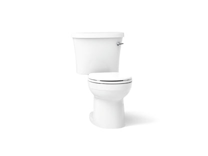 KOHLER K-25097-SSTR Kingston Two-piece round-front 1.28 gpf toilet with right-hand trip lever, tank cover locks and antimicrobial finish in White