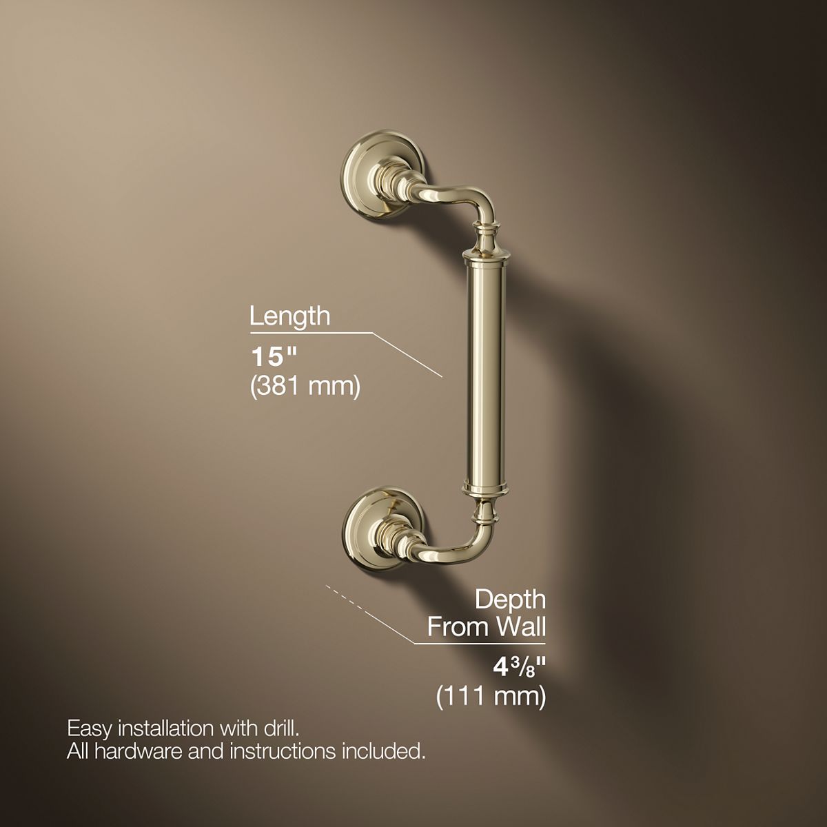 3/4 view of product with dimensions