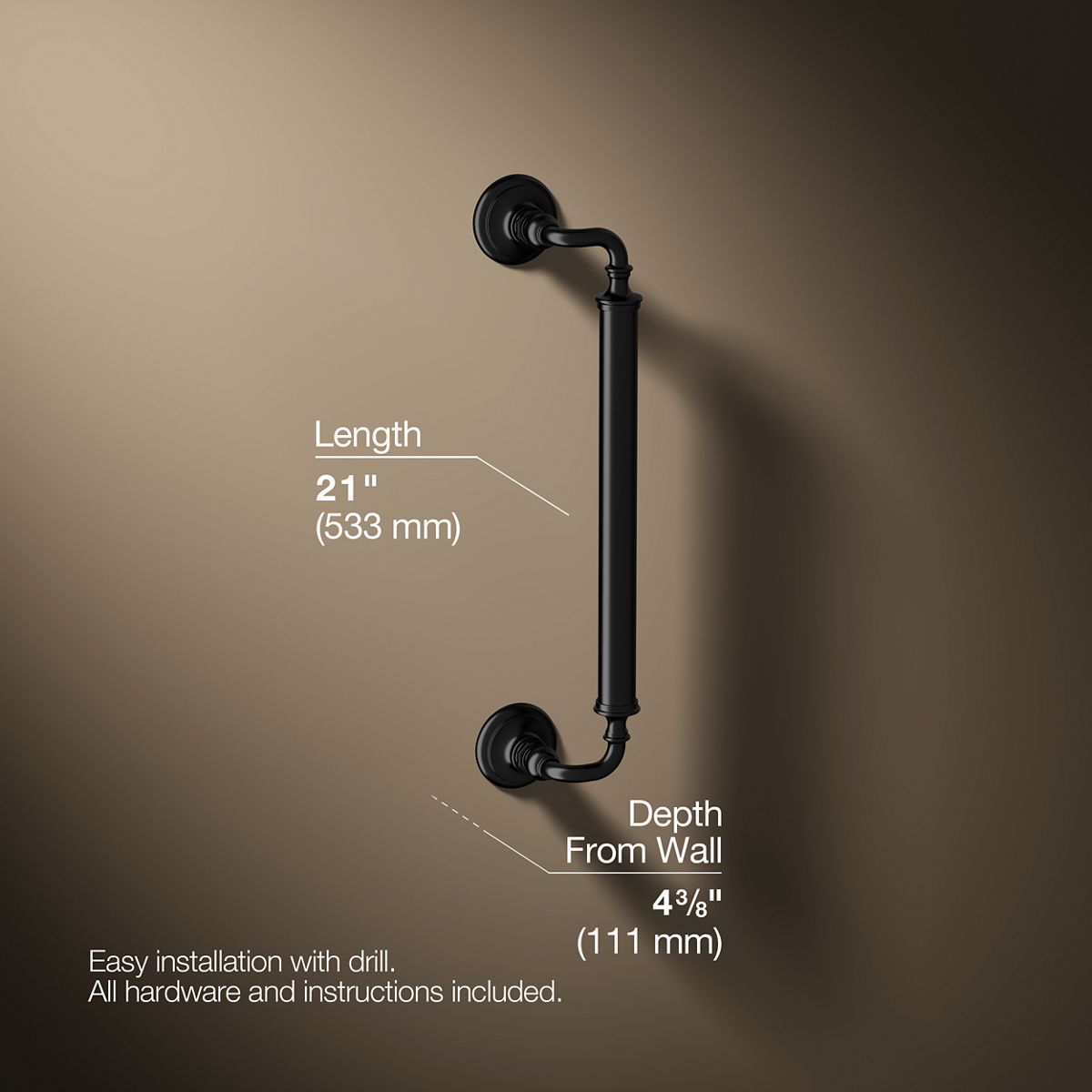 3/4 view of product with dimensions