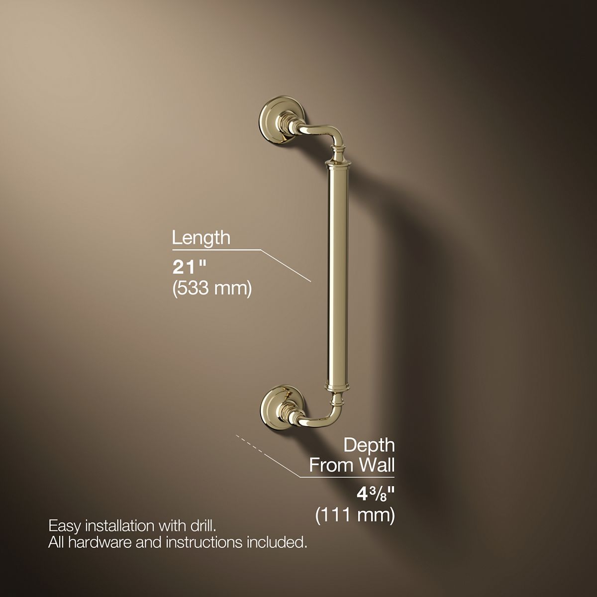 3/4 view of product with dimensions
