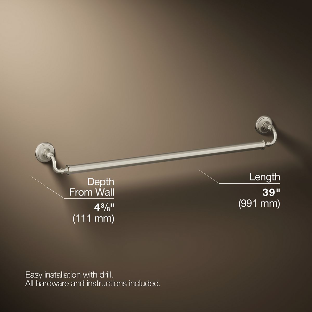 3/4 view of product with dimensions