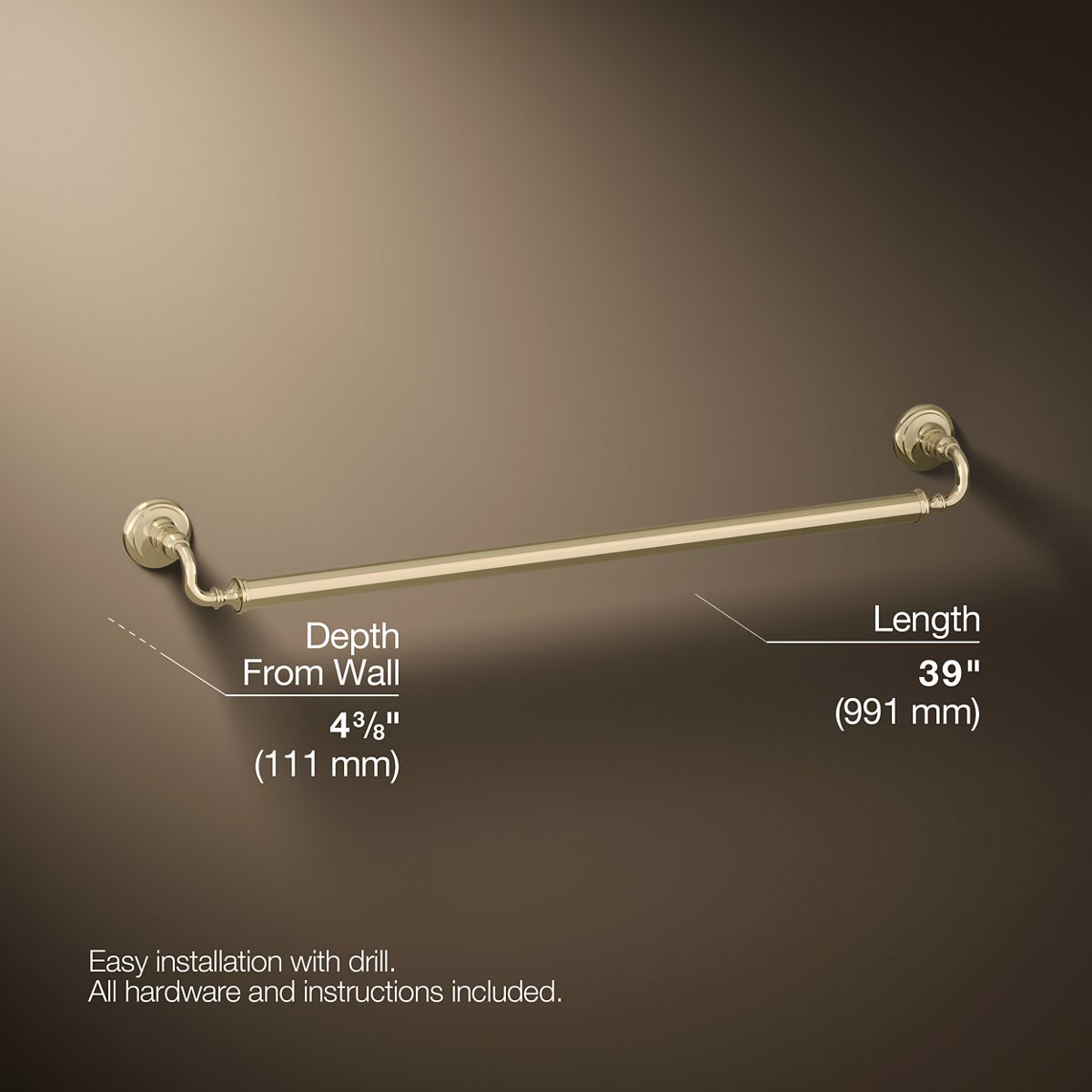 3/4 view of product with dimensions