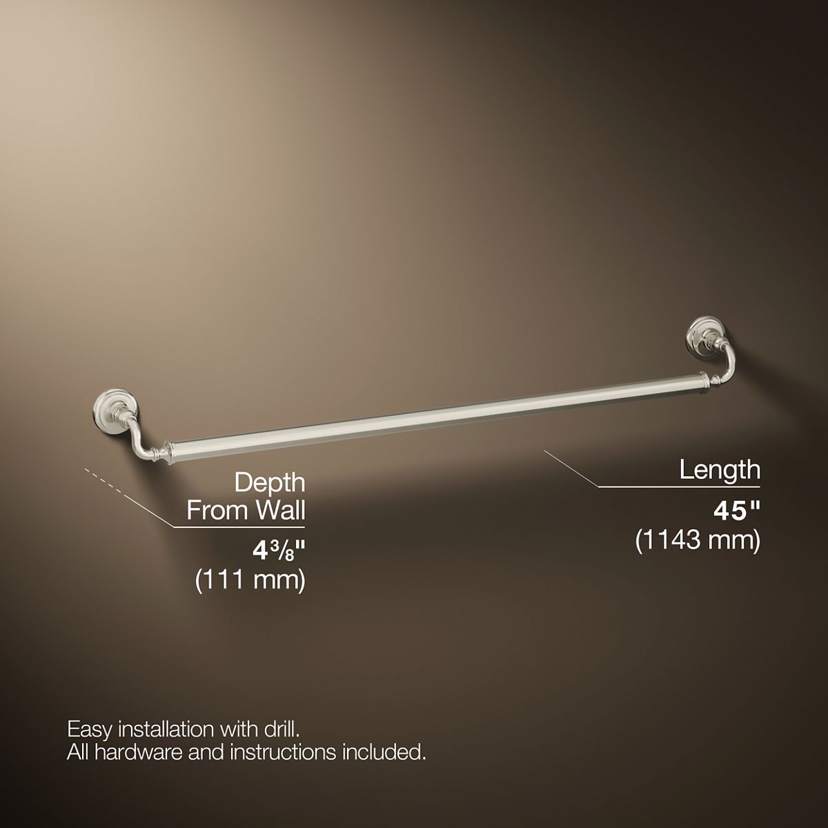 3/4 view of product with dimensions