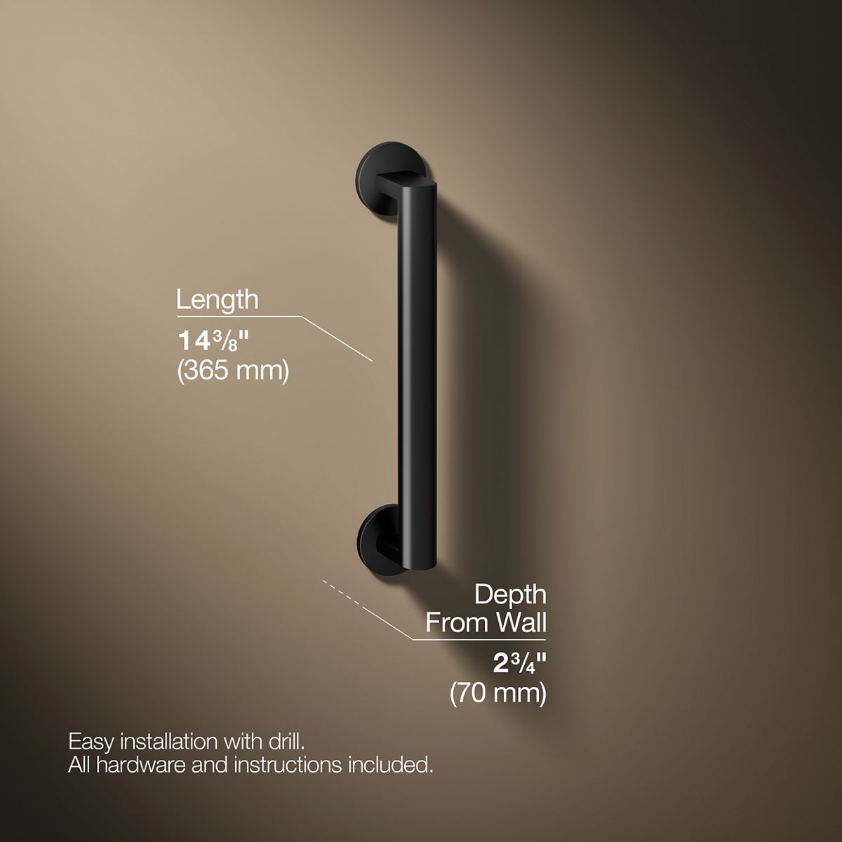 3/4 view of product with dimensions