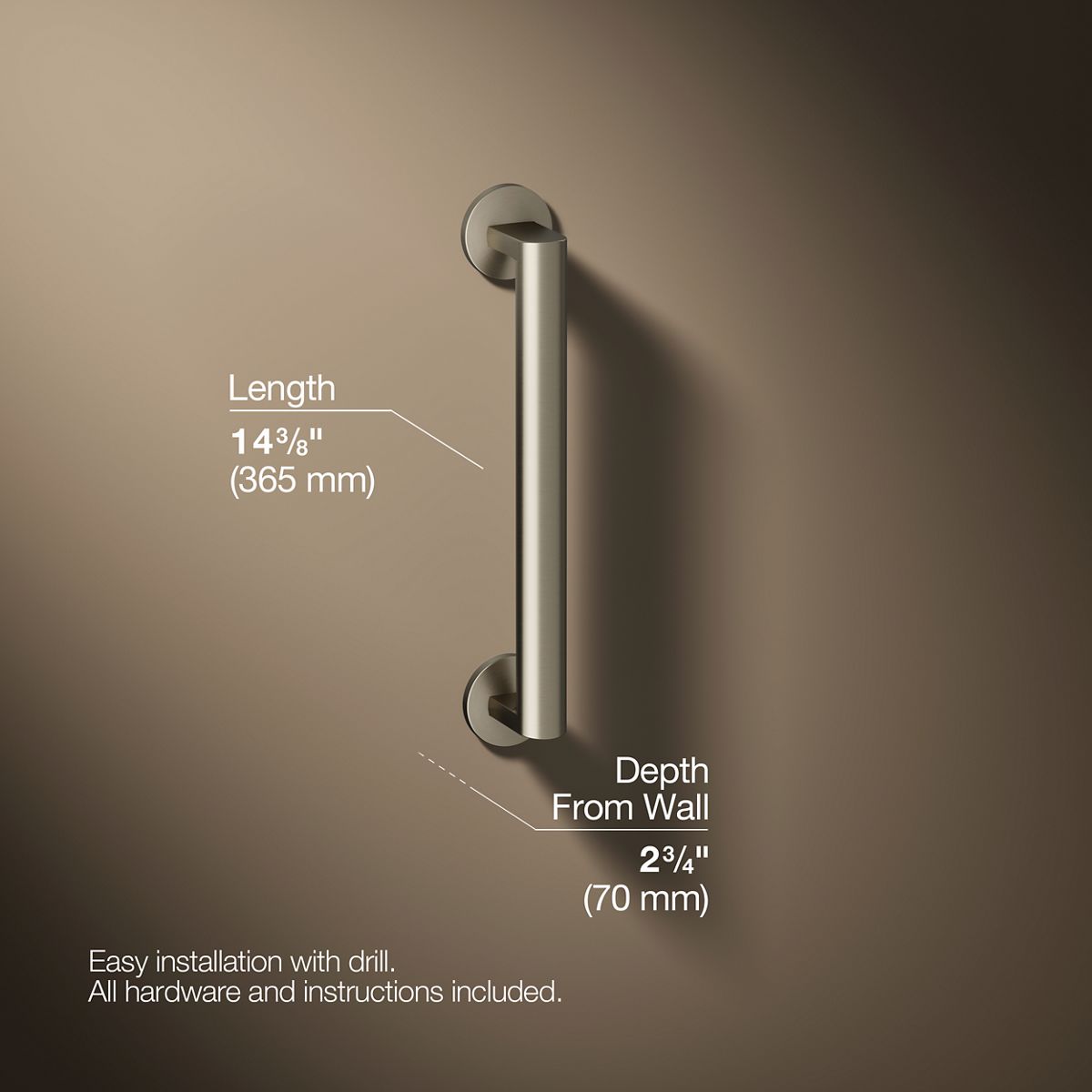 3/4 view of product with dimensions