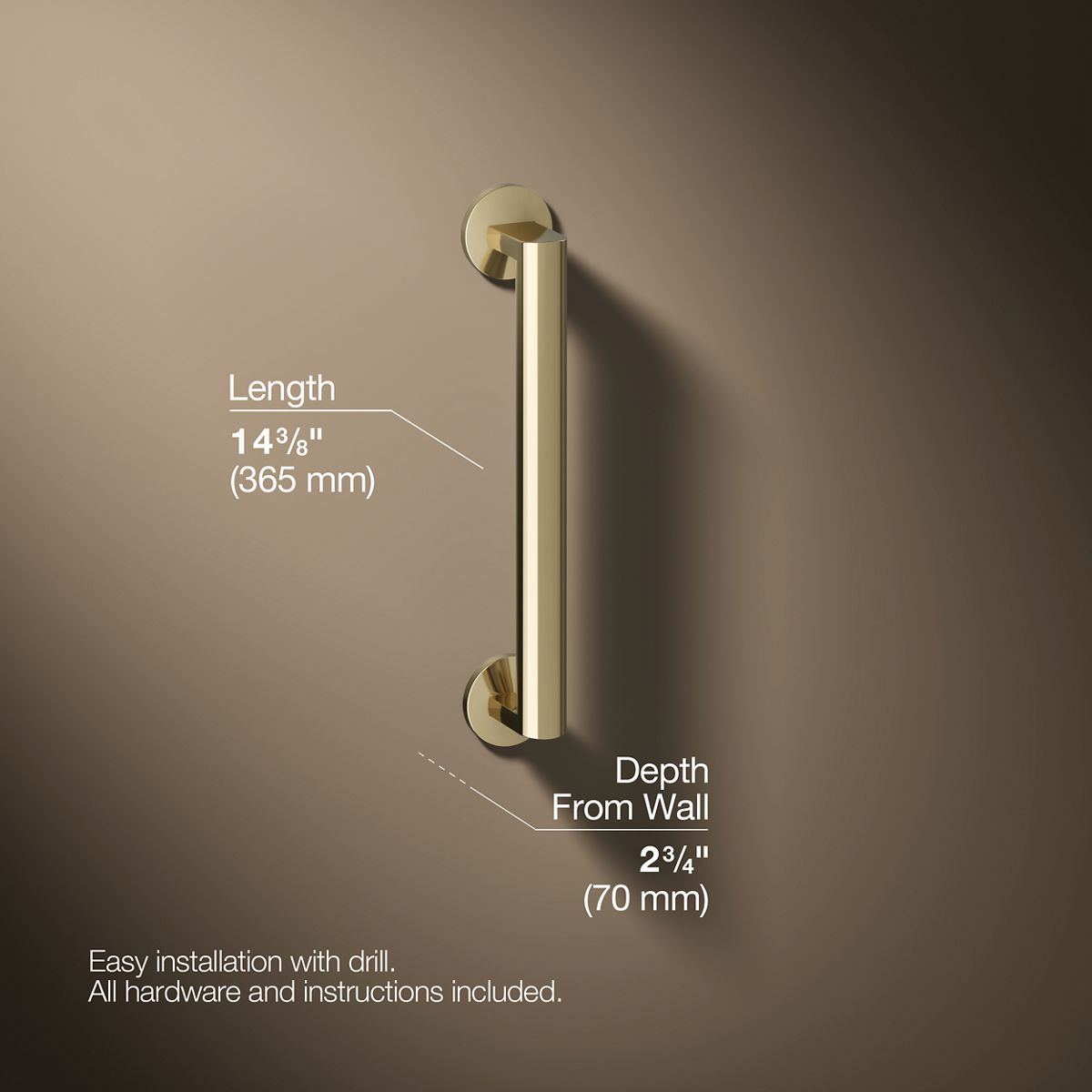 3/4 view of product with dimensions