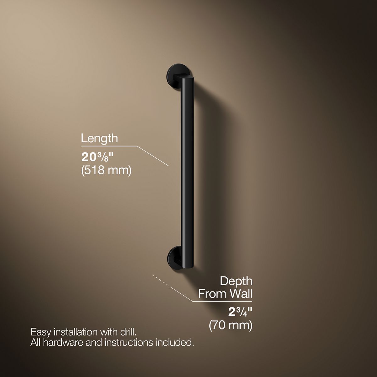 3/4 view of product with dimensions