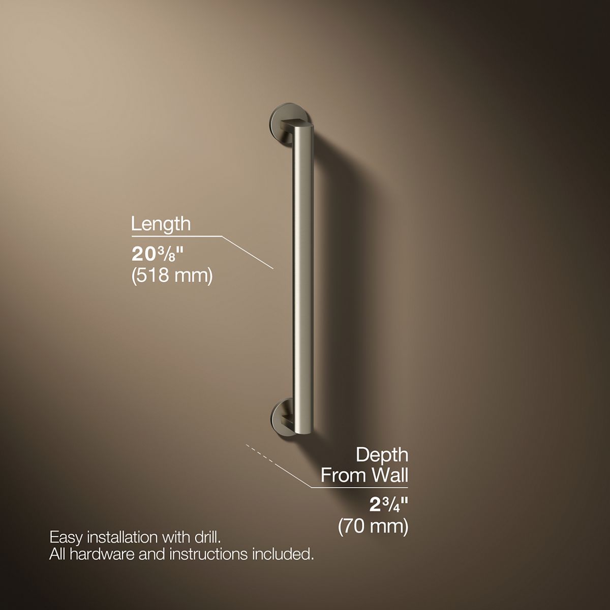 3/4 view of product with dimensions