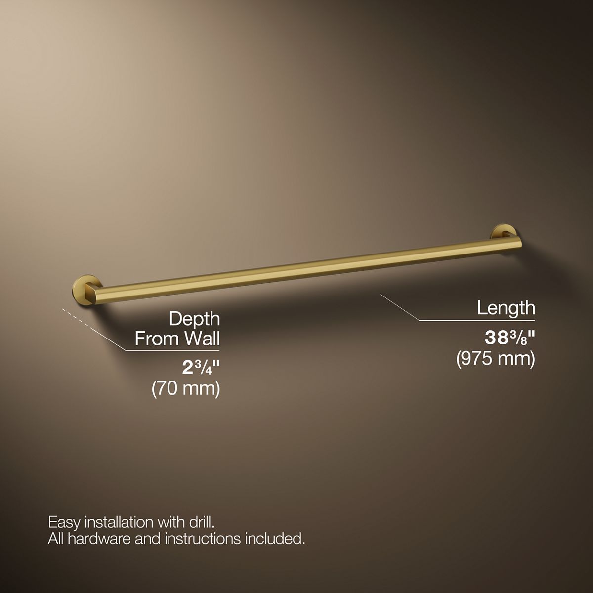 3/4 view of product with dimensions