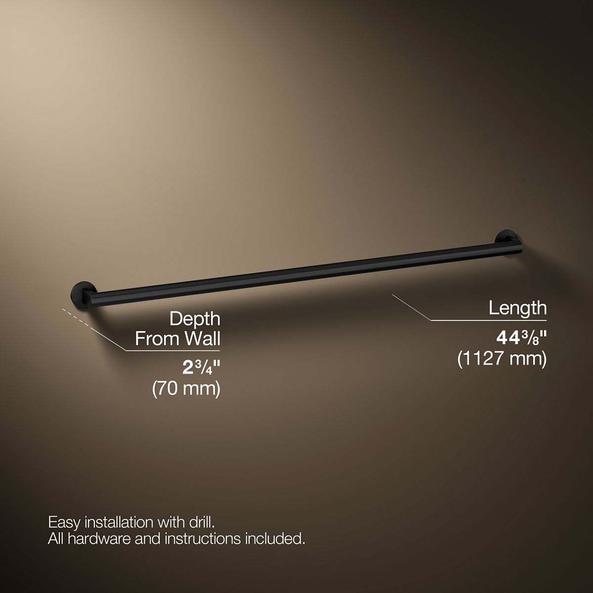 3/4 view of product with dimensions